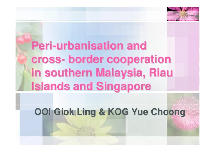 peri urbanisation urbanisation and and peri cross border