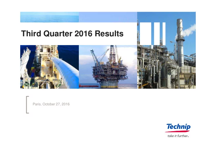 click to edit master text third quarter 2016 results