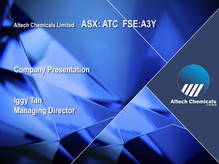 altech chemicals limited asx atc fse a3y