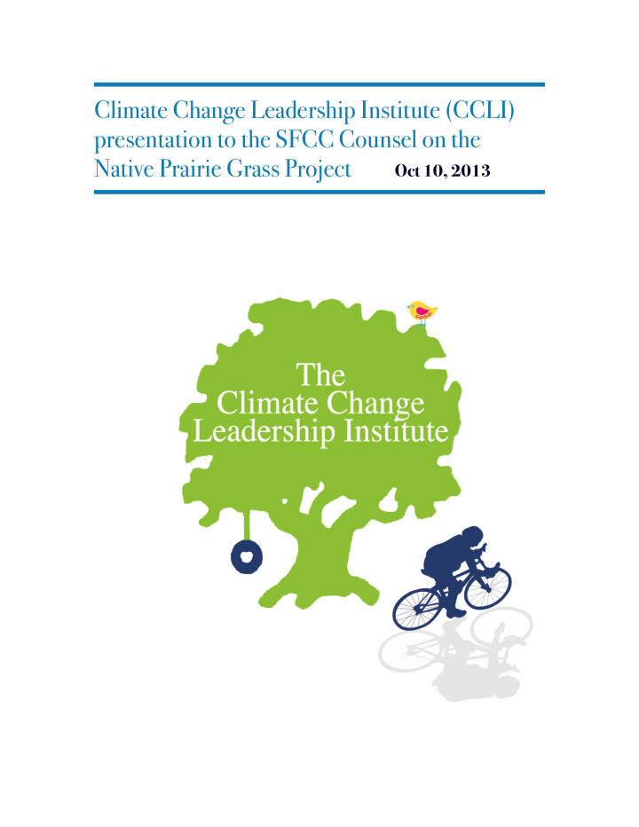 climate change leadership institute ccli presentation to