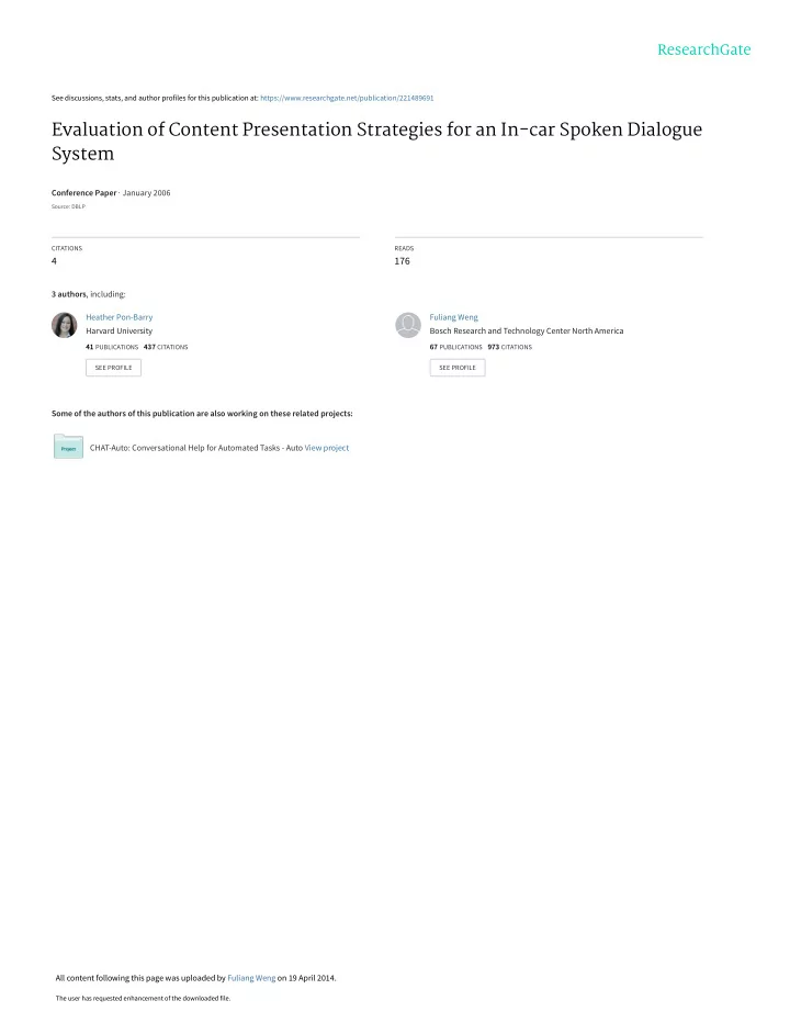 evaluation of content presentation strategies for an in