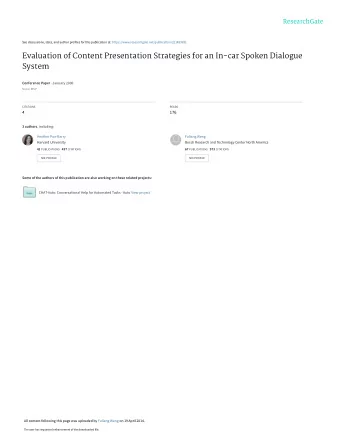 Evaluation of Content Presentation Strategies for an In-car Spoken Dialogue  System Conference