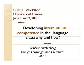 ------  Gilberte Furstenberg  Foreign Languages and Literatures  Foreign Languages and Literatures