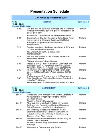 Presentation Schedule DAY ONE: 28 November 2018 Conference 1  S1.1:  ENERGY 1 13:00  15:30