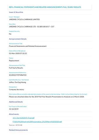 REPL::FINANCIAL STATEMENTS AND RELATED ANNOUNCEMENT::FULL YEARLY RESULTS  Issuer &amp; Securities