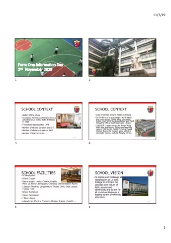 Fo  Form One Information Day nd No 2 nd  November 2019  7/11/2019  1  1  2  SCHOOL CONTEXT  SCHOOL