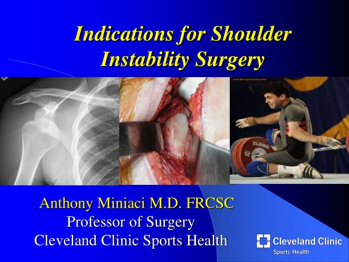 indications for shoulder instability surgery