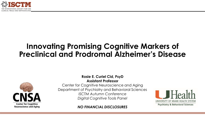 innovating promising cognitive markers of