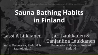 Sauna Bathing Habits  in Finland  Jari Laukkanen &amp;  Lassi A Liikkanen  Tanjaniina Laukkanen