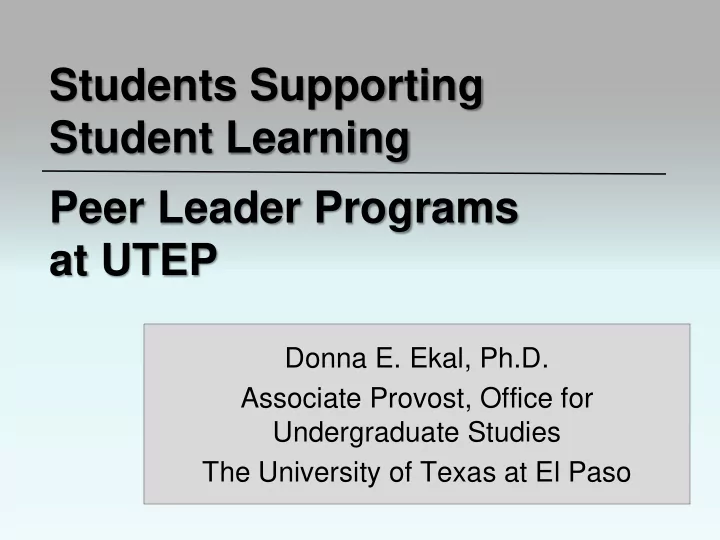 students supporting student learning peer leader programs