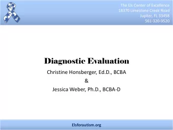 Diagnostic Evaluation  Christine Honsberger, Ed.D., BCBA  &amp;  Jessica Weber, Ph.D., BCBA-D