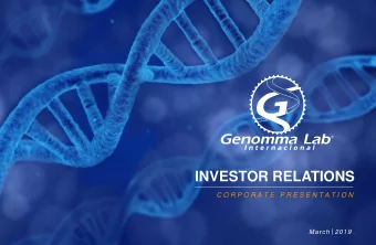 INVESTOR RELATIONS  C O R P O R A T E  P R E S E N T A T I O N  March  2019  SAFE HARBOR DISCLOSURE