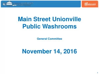 November 14, 2016  1  Purpose / Agenda  The purpose of the presentation is report back on the