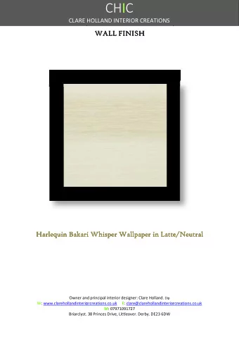 CHI  I  IC  I  [Type text]  CLARE H  ARE HOLLAND INTERIOR CREATIONS