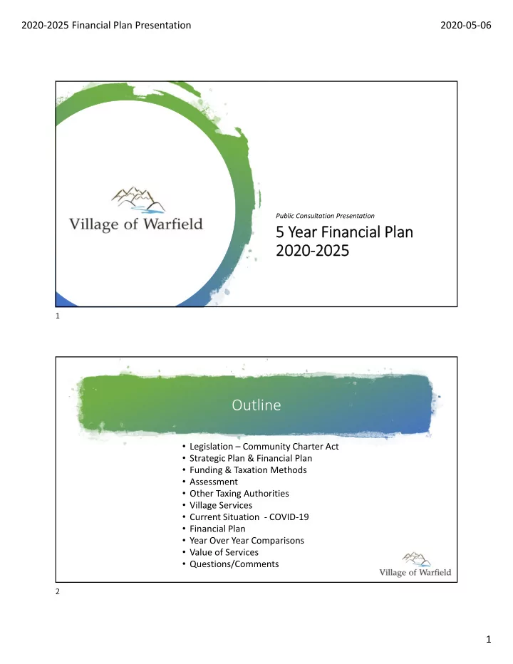 5 5 year financial pl ar financial plan an 2020 2025 2020