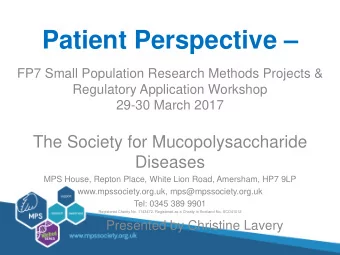 Patient Perspective   FP7 Small Population Research Methods Projects &amp;  Regulatory