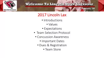 2017 L  2017 Lincoln L  Lax  Introductions  Values  Expectations  Team Selection