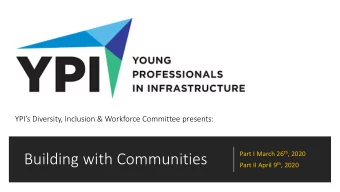 Building with Communities Part II April 9 th , 2020  Building with Communities Part I Moderator: