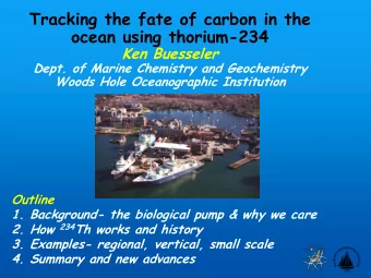 Tracking the fate of carbon in the  ocean using thorium-234  Ken Buesseler  Dept. of Marine