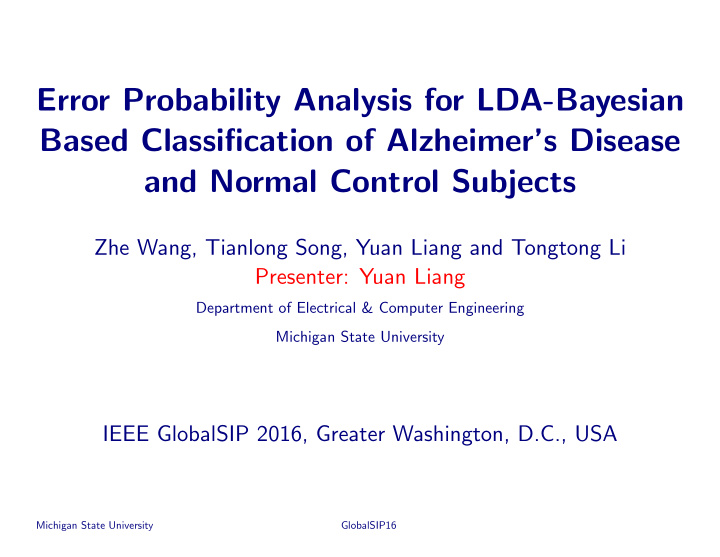 error probability analysis for lda bayesian based