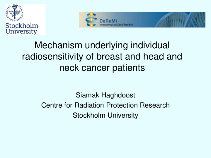 mechanism underlying individual radiosensitivity of