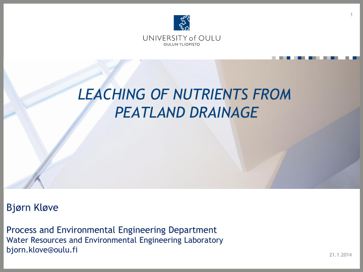 leaching of nutrients from peatland drainage bj rn kl ve