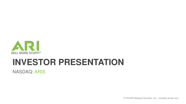 investor presentation