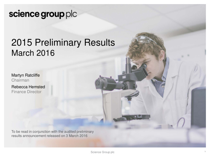2015 preliminary results