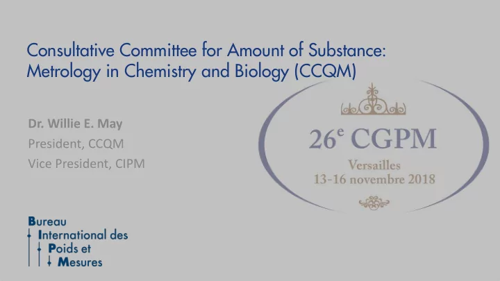 consultative committee for amount of substance metrology