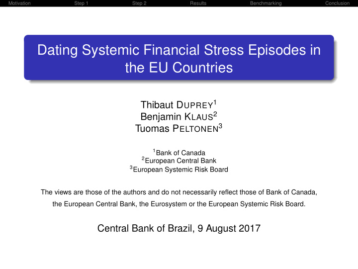 dating systemic financial stress episodes in the eu