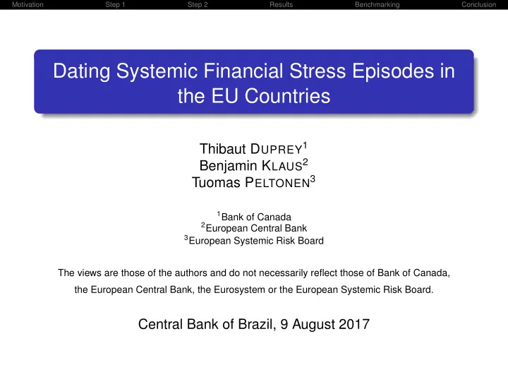 dating systemic financial stress episodes in the eu