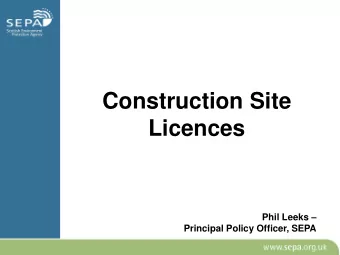 Phil Leeks   Principal Policy Officer, SEPA  Workshop  Construction SUDS Workshop