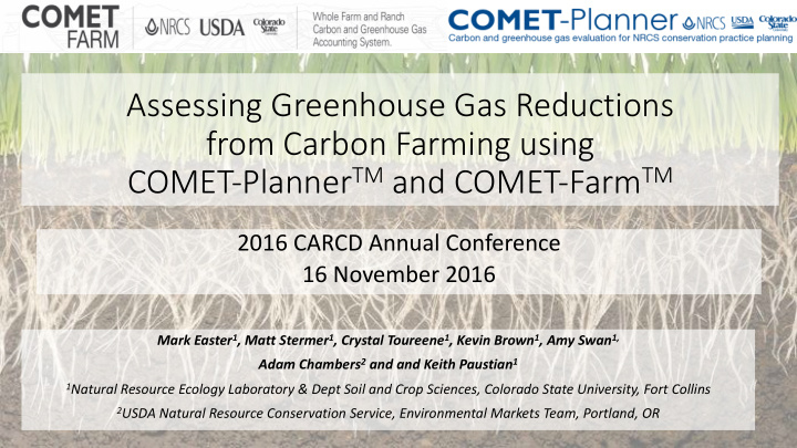 assessing greenhouse gas reductions from carbon farming