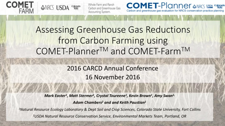 assessing greenhouse gas reductions from carbon farming