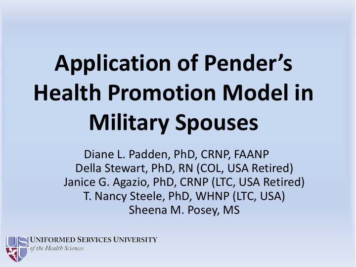 application of pender s health promotion model in