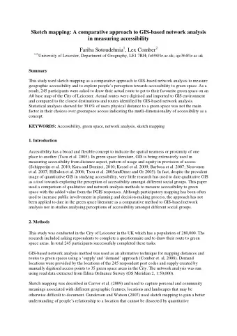 Sketch mapping: A comparative approach to GIS-based network analysis  in measuring accessibility
