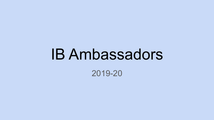ib ambassadors