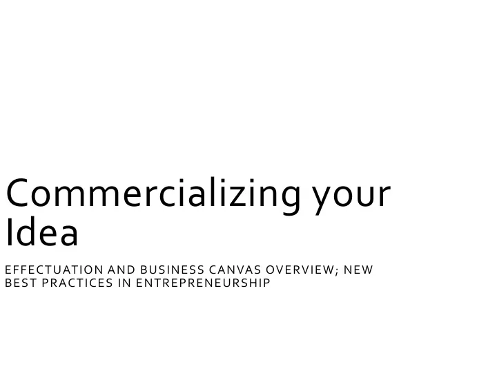 commercializing your idea