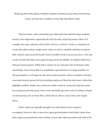 Watching their Souls Speak: Childish Gambino, Kendrick Lamar, Beyonc Knowles-  Carter, and the