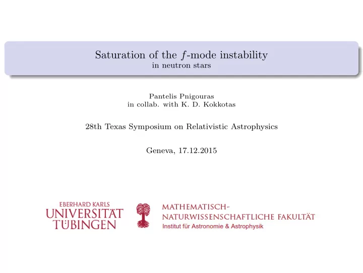 saturation of the f mode instability