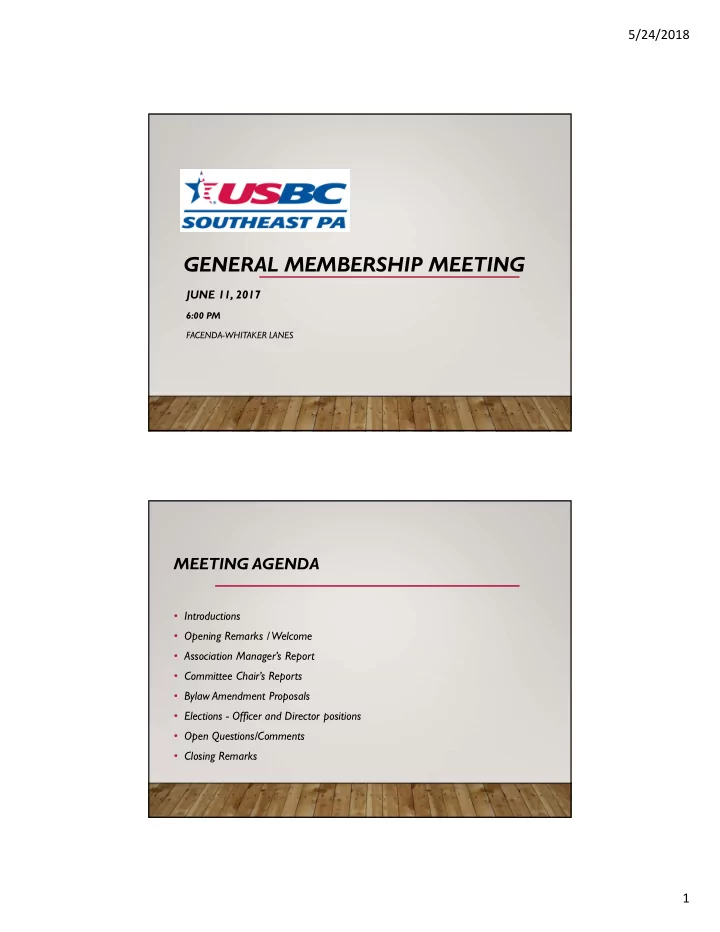 general membership meeting