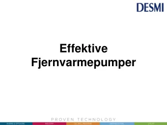 Effektive  Fjernvarmepumper  DESMI Group Companies  Central Heating Systems  Transfer-/ Netpumps