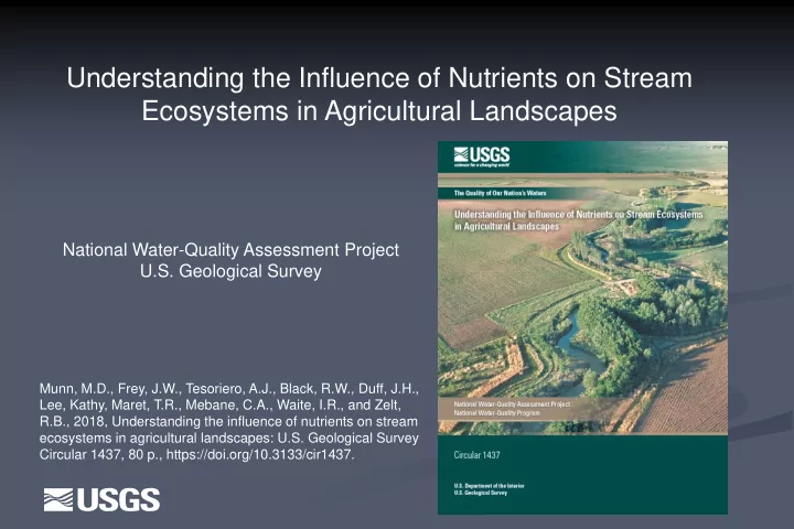 understanding the influence of nutrients on stream