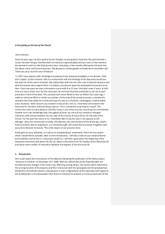 In Everything as the Eye of the Church  Dear listeners,  Some 16 years ago, my then-girlfriend and