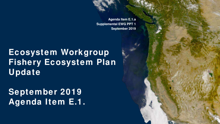 ecosystem workgroup fishery ecosystem plan update
