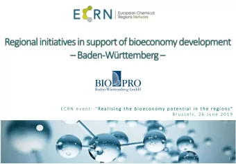 E C R N  e v e n t -  R e a l i s i n g  t h e  b i o e c o n o m y p o t e n t i a l  i n  t h