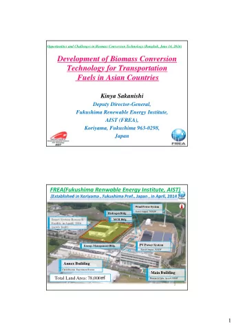 Development of Biomass Conversion  Technology for Transportation  Fuels in Asian Countries  Kinya