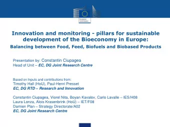 Innovation and monitoring - pillars for sustainable  development of the Bioeconomy in Europe:
