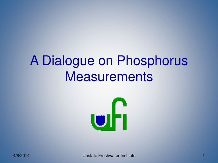 a dialogue on phosphorus