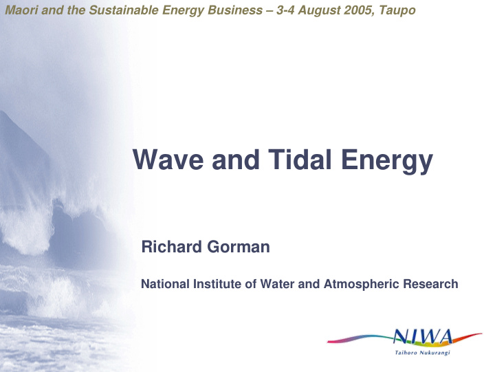 wave and tidal energy